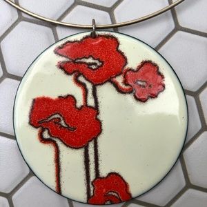 Enamel pendant on wire choker
